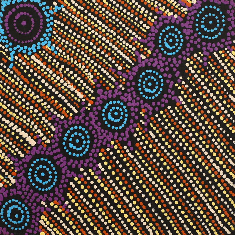 Aboriginal Artwork by Shanna Napanangka Williams, Napaljarri-Warnu Jukurrpa ( Seven Sisters Dreaming), 30x30cm