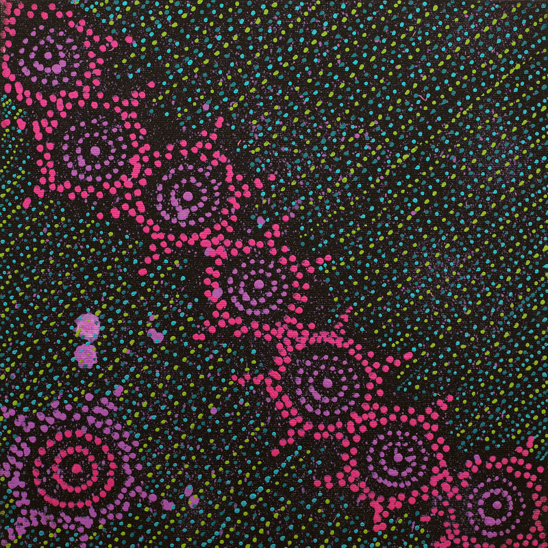 Aboriginal Artwork by Shanna Napanangka Williams, Napaljarri-Warnu Jukurrpa ( Seven Sisters Dreaming), 30x30cm