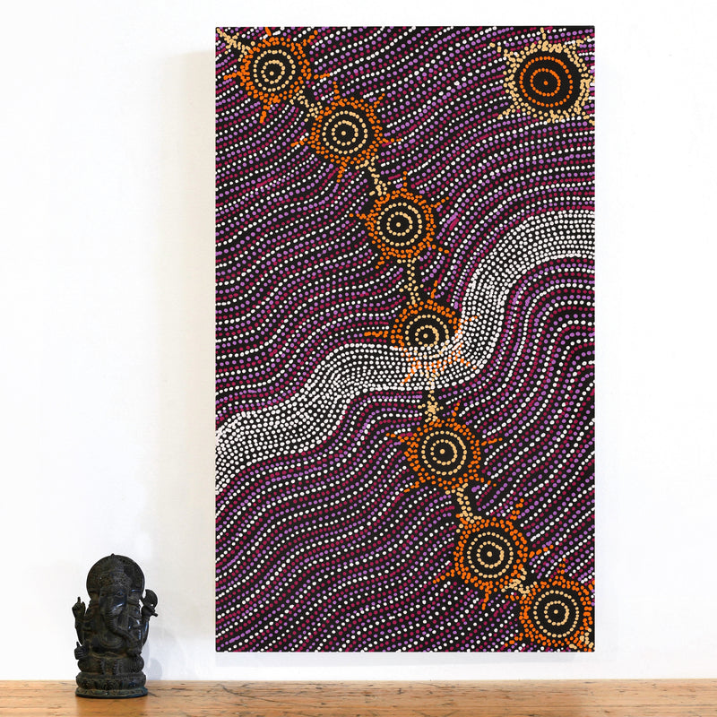 Aboriginal Artwork by Shanna Napanangka Williams, Seven Sisters Dreaming, 76x46cm