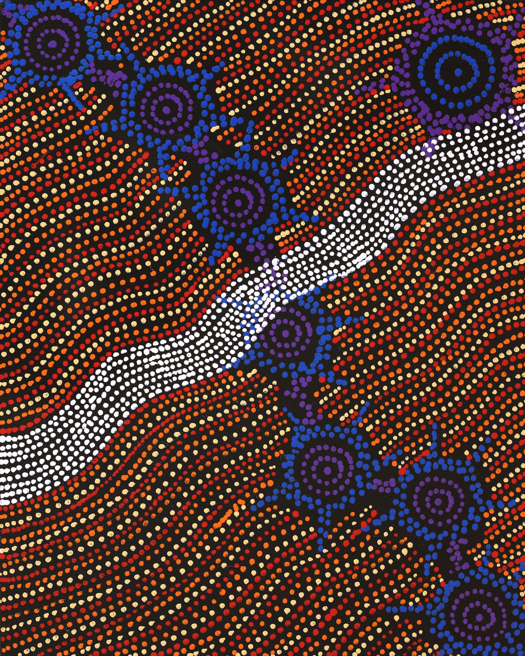 Aboriginal Artwork by Shanna Napanangka Williams, Napaljarri-warnu Jukurrpa (Seven Sisters Dreaming), 50x40cm