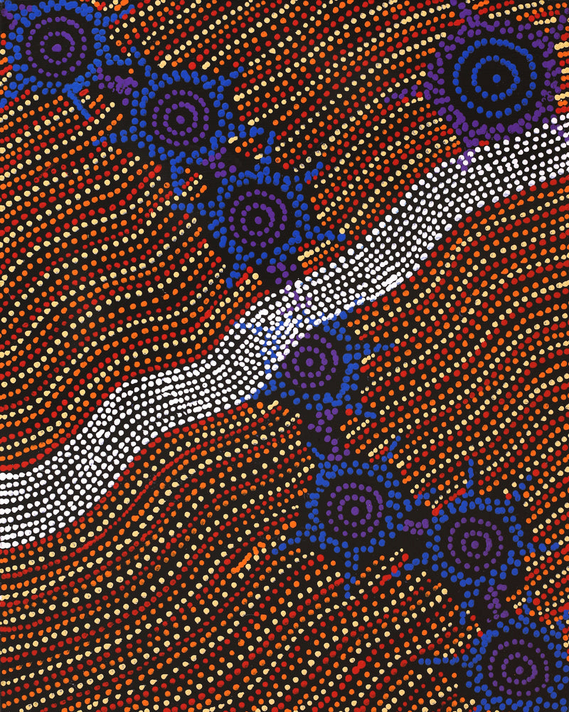 Aboriginal Artwork by Shanna Napanangka Williams, Napaljarri-warnu Jukurrpa (Seven Sisters Dreaming), 50x40cm