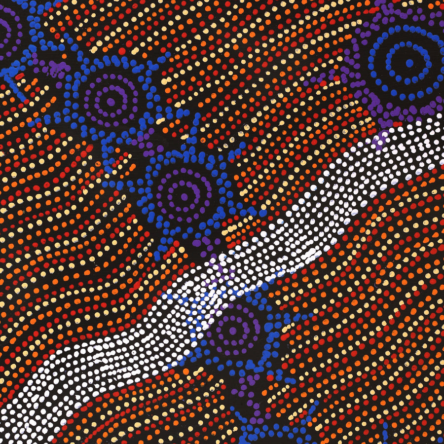 Aboriginal Artwork by Shanna Napanangka Williams, Napaljarri-warnu Jukurrpa (Seven Sisters Dreaming), 50x40cm
