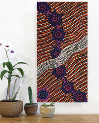 Aboriginal Artwork by Shanna Napanangka Williams, Seven Sisters Dreaming, 61x30cm