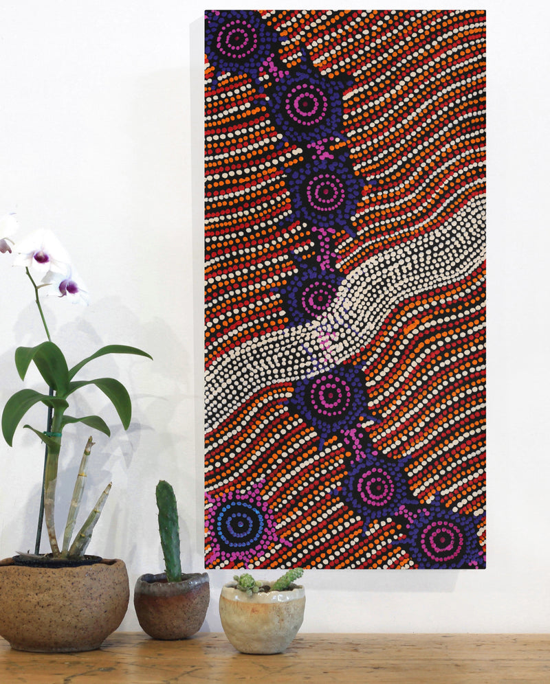Aboriginal Artwork by Shanna Napanangka Williams, Seven Sisters Dreaming, 61x30cm