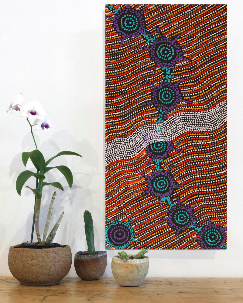 Aboriginal Artwork by Shanna Napanangka Williams, Seven Sisters Dreaming, 61x30cm