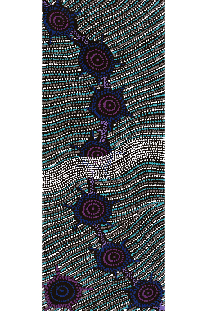 Aboriginal Artwork by Shanna Napanangka Williams, Seven Sisters Dreaming, 76x30cm