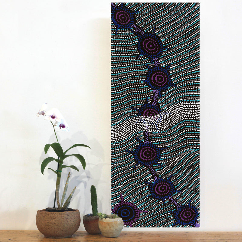 Aboriginal Artwork by Shanna Napanangka Williams, Seven Sisters Dreaming, 76x30cm