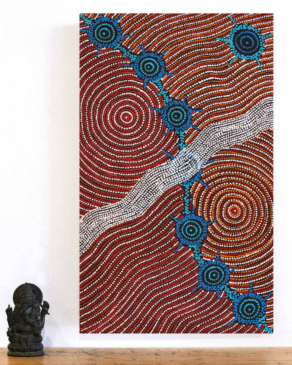 Aboriginal Artwork by Shanna Napanangka Williams, Seven Sisters Dreaming, 76x46cm