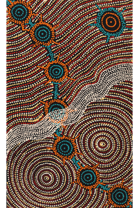Aboriginal Artwork by Shanna Napanangka Williams, Seven Sisters Dreaming, 76x46cm