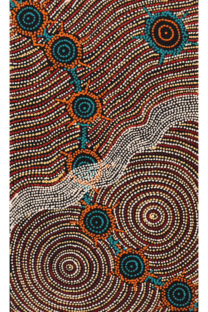 Aboriginal Artwork by Shanna Napanangka Williams, Seven Sisters Dreaming, 76x46cm