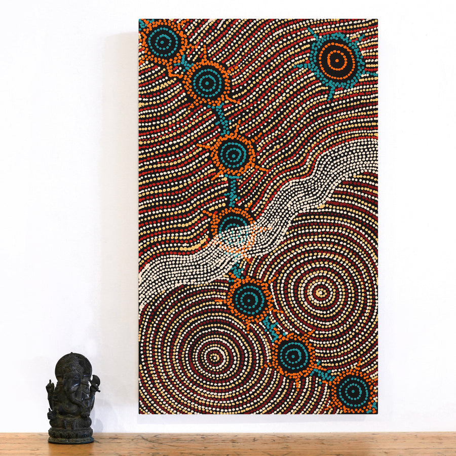 Aboriginal Artwork by Shanna Napanangka Williams, Seven Sisters Dreaming, 76x46cm