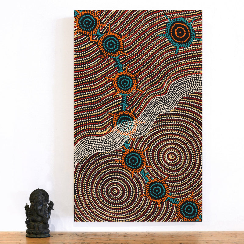 Aboriginal Artwork by Shanna Napanangka Williams, Seven Sisters Dreaming, 76x46cm