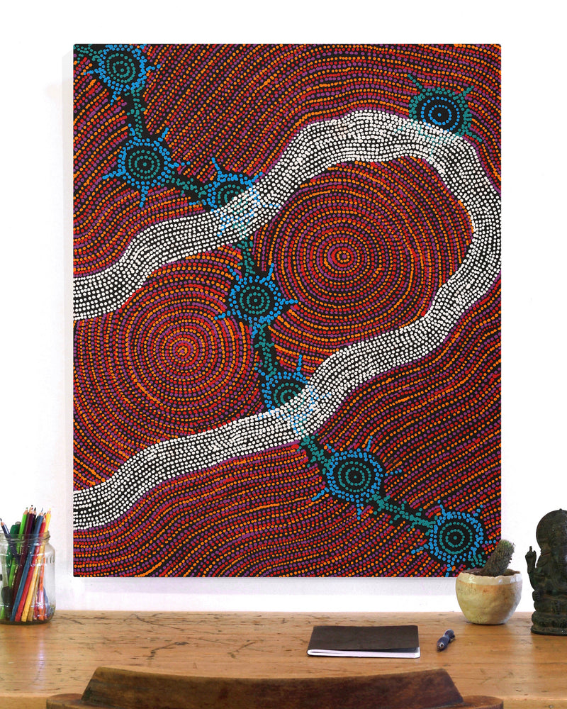 Aboriginal Artwork by Shanna Napanangka Williams, Seven Sisters Dreaming, 76x61cm