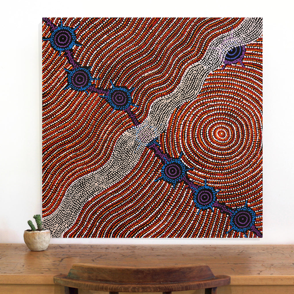 Aboriginal Artwork by Shanna Napanangka Williams, Seven Sisters Dreaming, 76x76cm