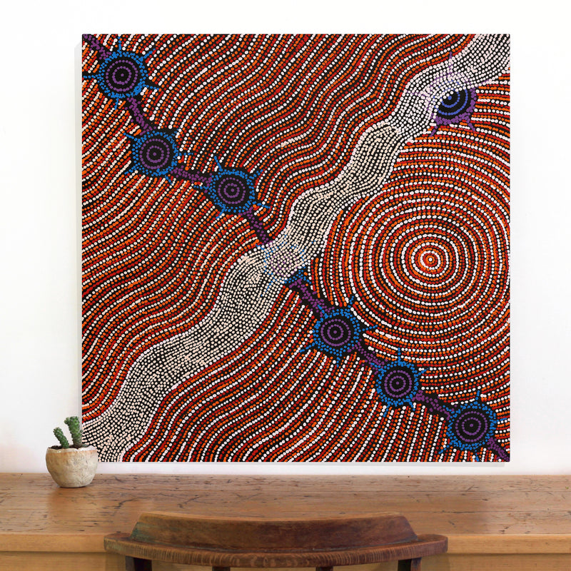 Aboriginal Artwork by Shanna Napanangka Williams, Seven Sisters Dreaming, 76x76cm