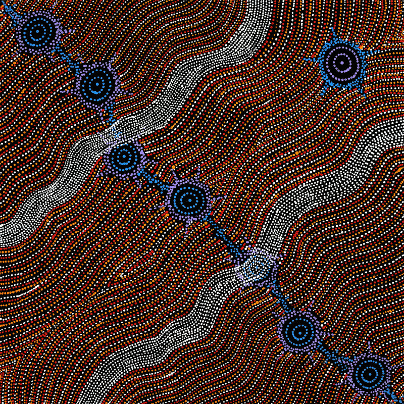 Aboriginal Artwork by Shanna Napanangka Williams, Seven Sisters Dreaming, 76x76cm