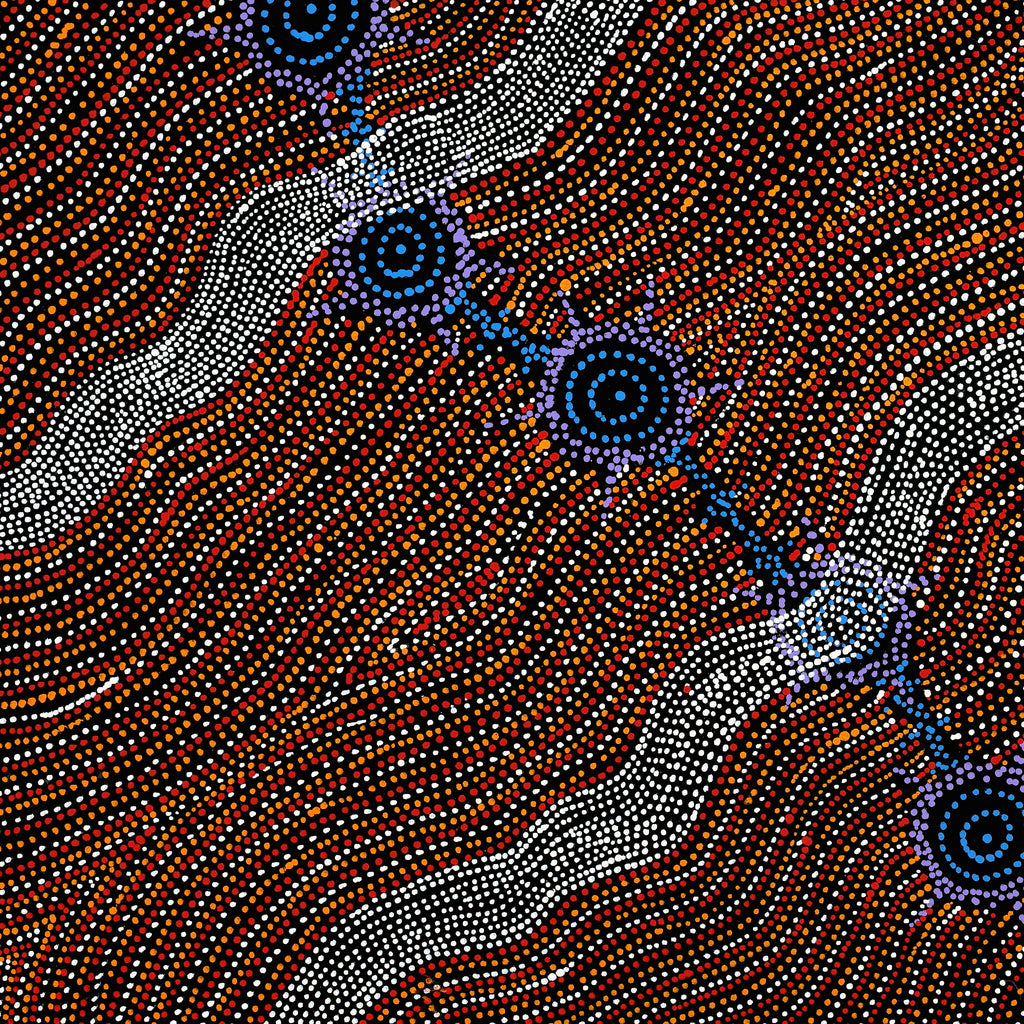 Aboriginal Artwork by Shanna Napanangka Williams, Seven Sisters Dreaming, 76x76cm