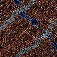 Aboriginal Artwork by Shanna Napanangka Williams, Seven Sisters Dreaming, 76x76cm