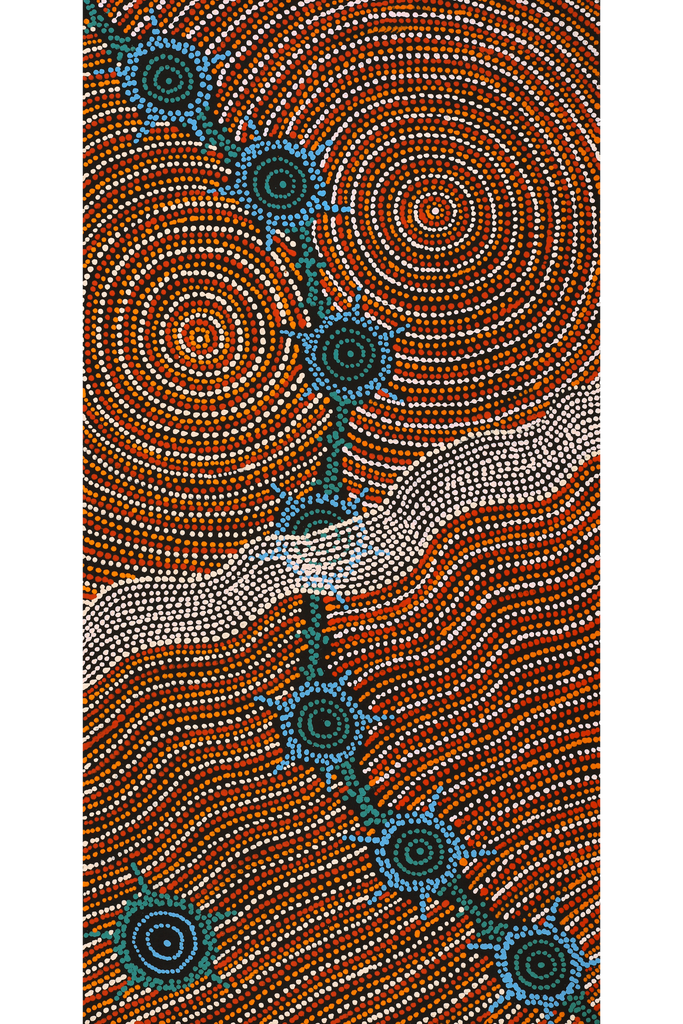 Aboriginal Art by Shanna Napanangka Williams, Seven Sisters Dreaming, 91x46cm - ART ARK®