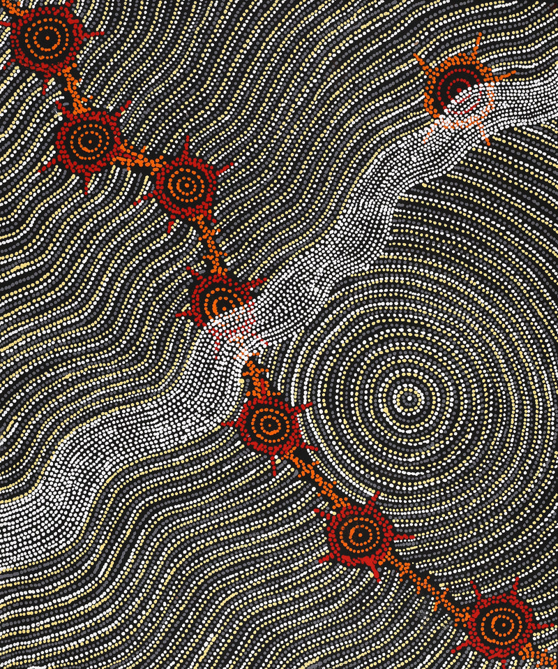 Aboriginal Artwork by Shanna Napanangka Williams, Seven Sisters Dreaming, 91x76cm