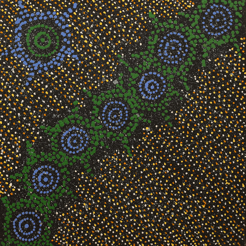 Aboriginal Artwork by Shanna Napanangka Williams, Napaljarri-Warnu Jukurrpa ( Seven Sisters Dreaming), 30x30cm