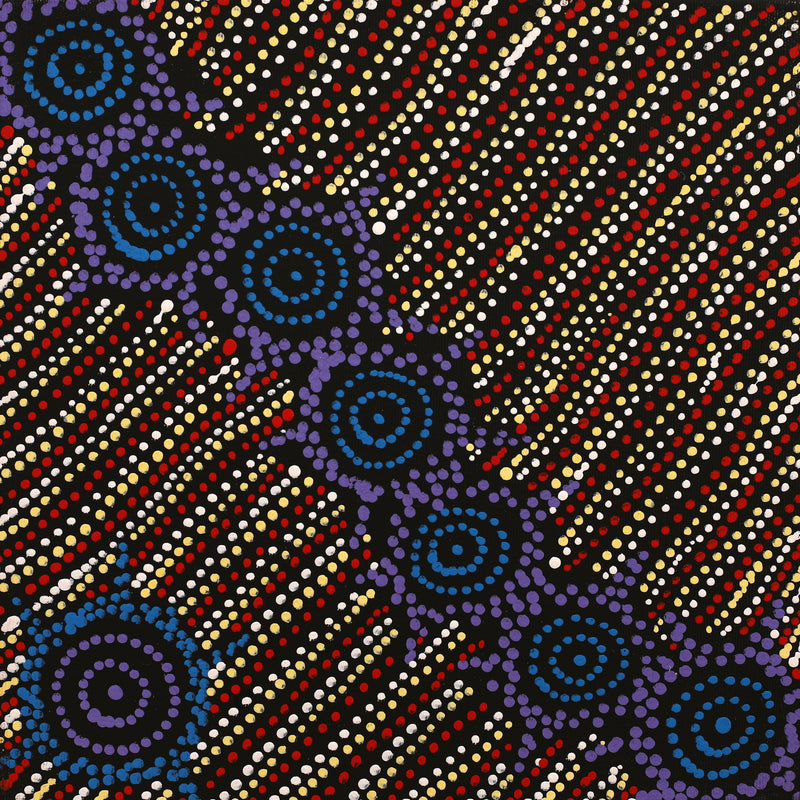 Aboriginal Artwork by Shanna Napanangka Williams, Napaljarri-Warnu Jukurrpa ( Seven Sisters Dreaming), 30x30cm