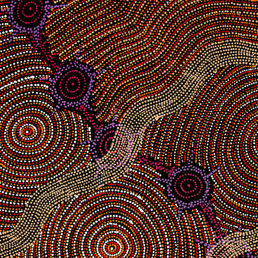 Aboriginal Artwork by Shanna Napanangka Williams, Seven Sisters Dreaming, 91x91cm