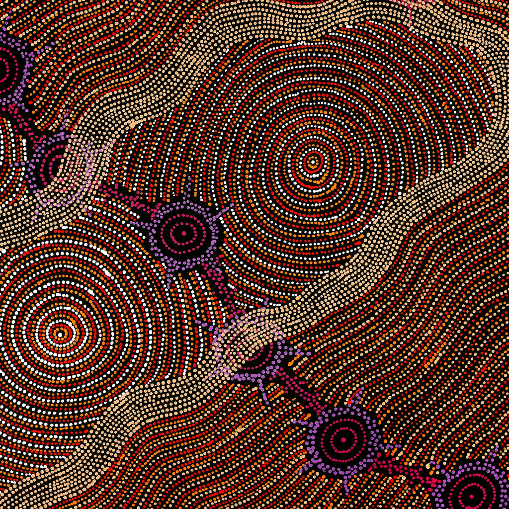 Aboriginal Artwork by Shanna Napanangka Williams, Seven Sisters Dreaming, 91x91cm