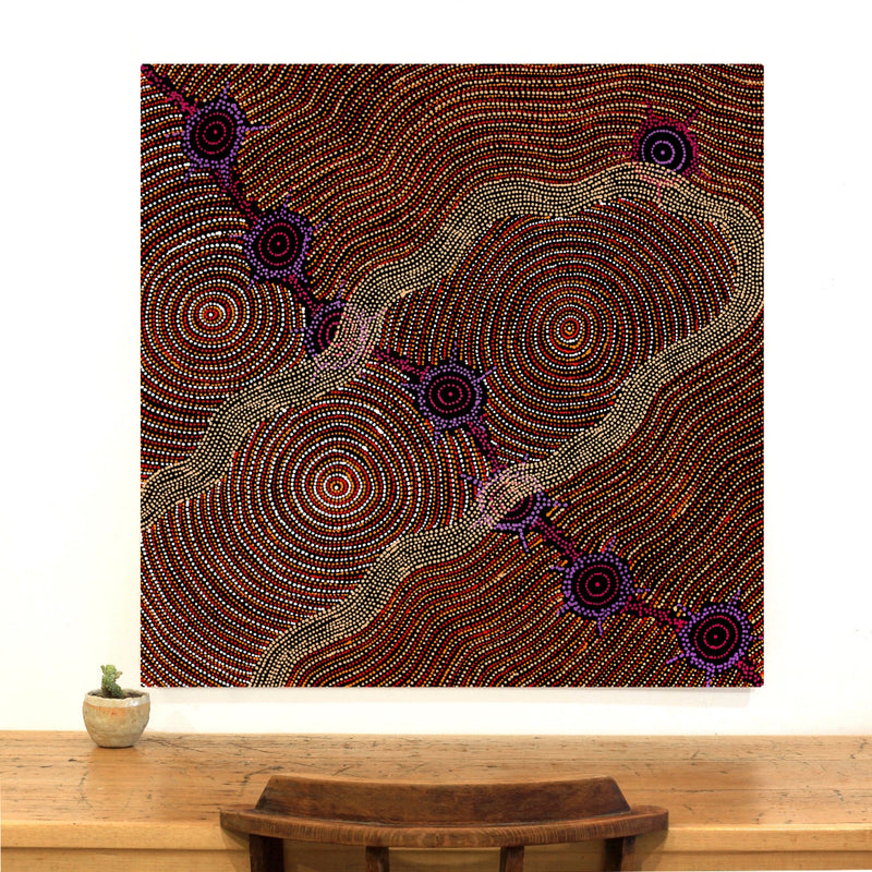 Aboriginal Artwork by Shanna Napanangka Williams, Seven Sisters Dreaming, 91x91cm