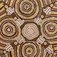 Aboriginal Artwork by Sharlene Nakamarra Nelson, Marlu Jukurrpa (Red Kangaroo Dreaming) Yarnardilyi & Jurnti, 40x40cm