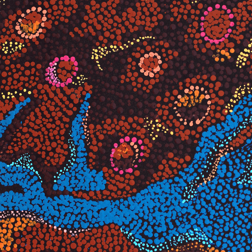 Aboriginal Artwork by Shekina Nangala Sampson, Ngapa Jukurrpa (Water Dreaming) - Puyurru, 50x40cm