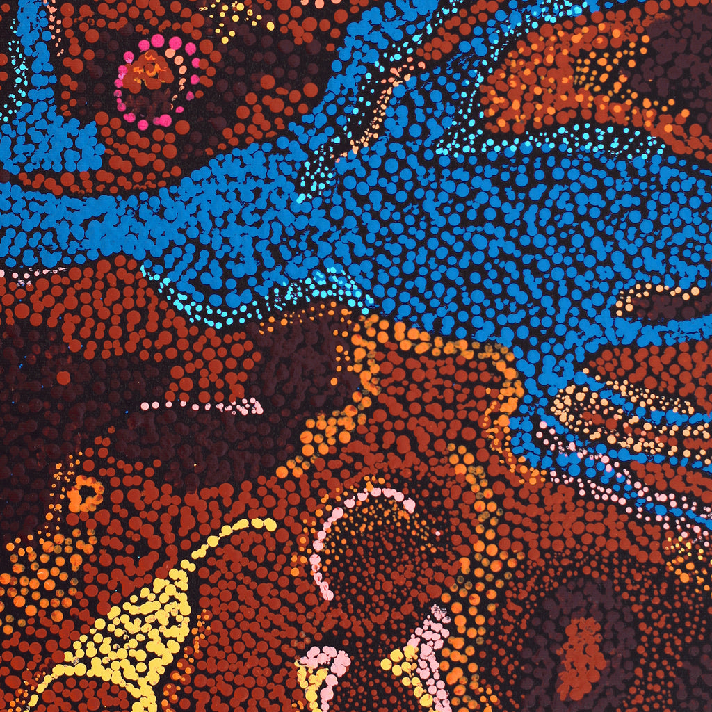 Aboriginal Artwork by Shekina Nangala Sampson, Ngapa Jukurrpa (Water Dreaming) - Puyurru, 50x40cm