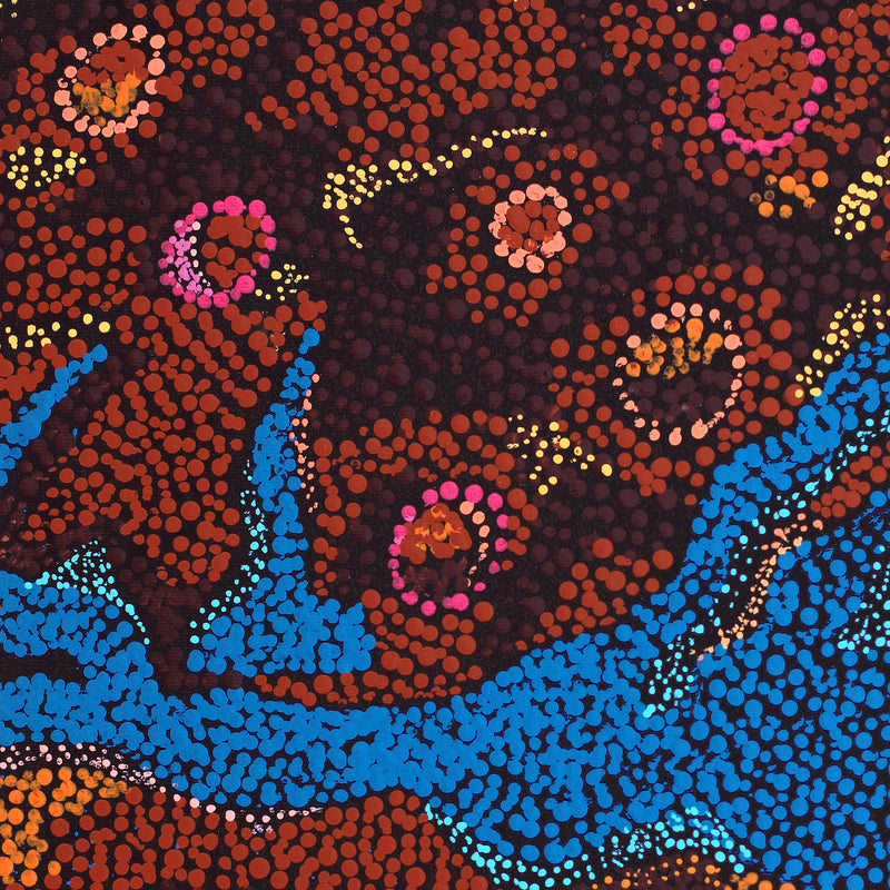 Aboriginal Artwork by Shekina Nangala Sampson, Ngapa Jukurrpa (Water Dreaming) - Puyurru, 50x40cm