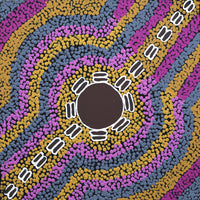 Aboriginal Artwork by Shemaiah Napanangka Granites, Mina Mina Jukurrpa, 30x30cm