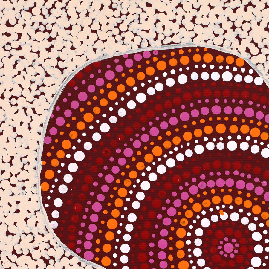 Aboriginal Artwork by Shemaiah Napanangka Granites, Mina Mina Jukurrpa, 30x30cm