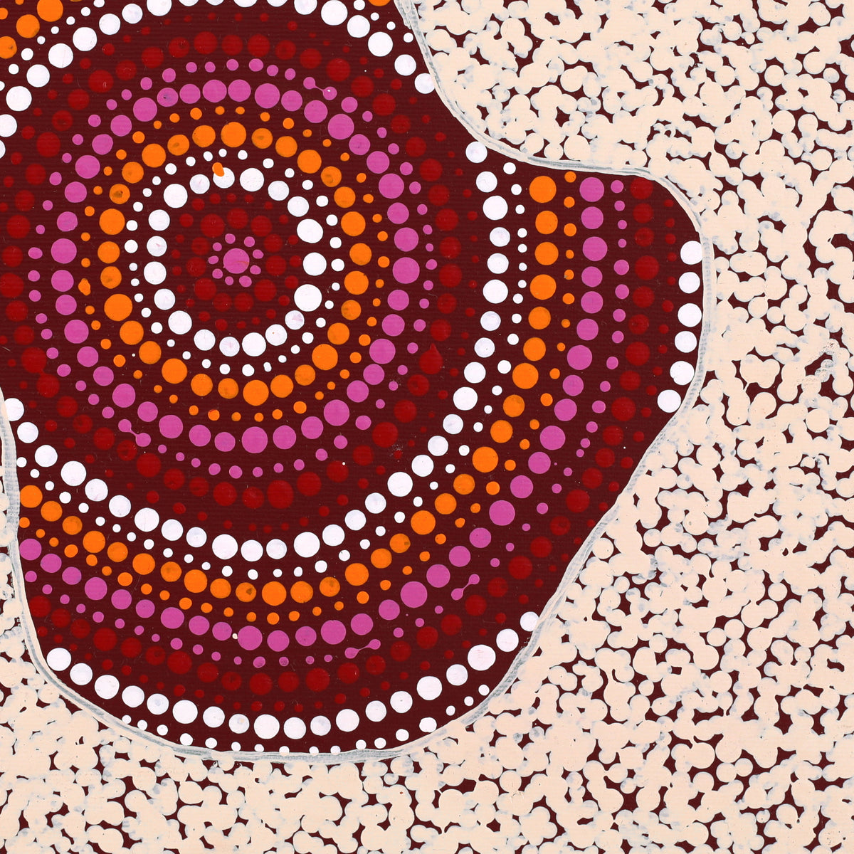 Aboriginal Artwork by Shemaiah Napanangka Granites, Mina Mina Jukurrpa, 30x30cm