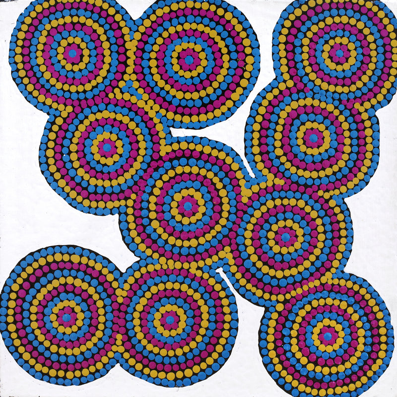 Aboriginal Artwork by Shemaiah Napanangka Granites, Mina Mina Jukurrpa, 30x30cm