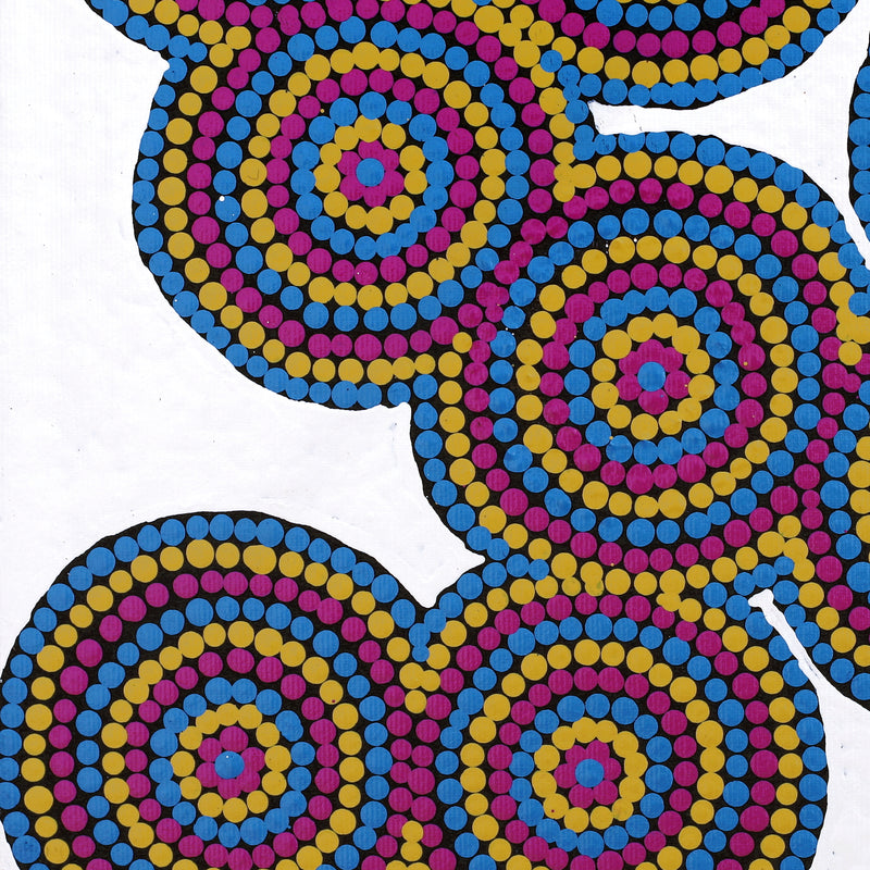 Aboriginal Artwork by Shemaiah Napanangka Granites, Mina Mina Jukurrpa, 30x30cm