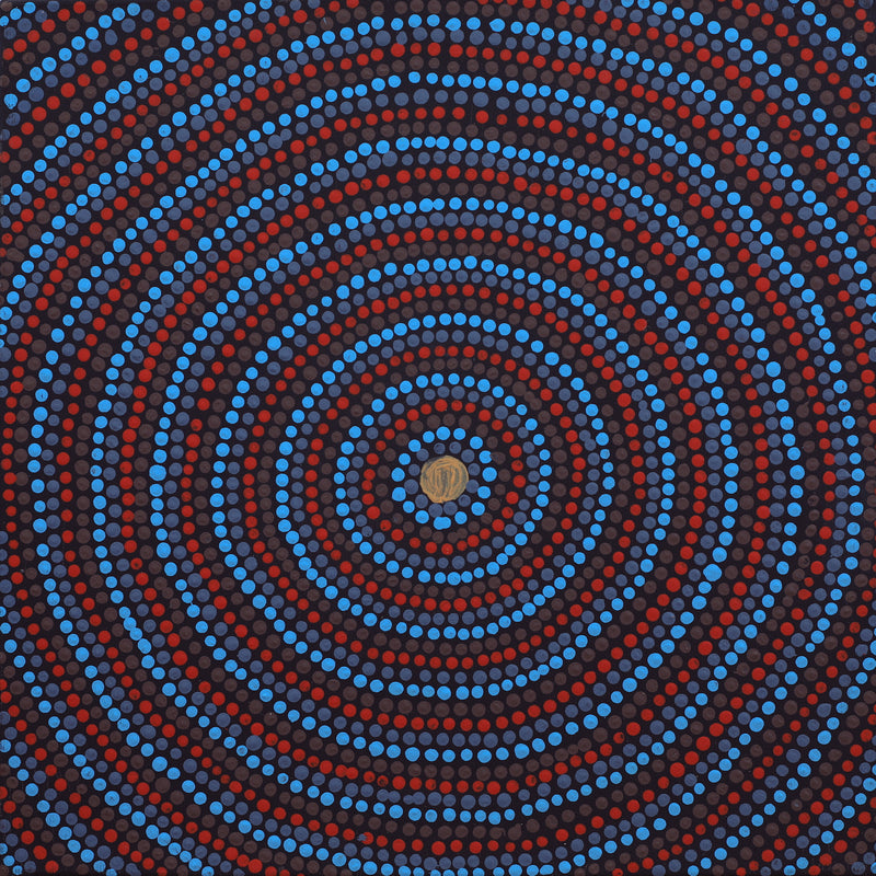 Aboriginal Artwork by Shirley Napanangka Martin, Puturlu Jukurrpa (Mt Theo Dreaming), 30x30cm