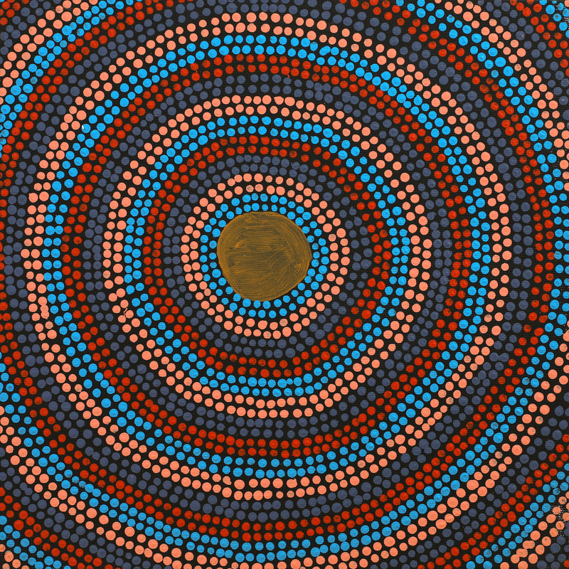 Aboriginal Artwork by Shirley Napanangka Martin, Puturlu Jukurrpa (Mt Theo Dreaming), 30x30cm