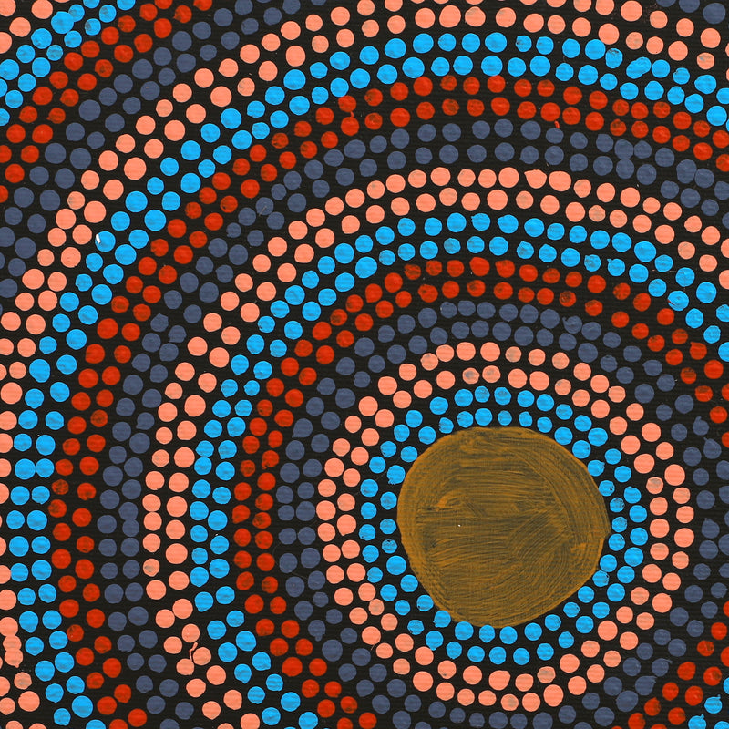 Aboriginal Artwork by Shirley Napanangka Martin, Puturlu Jukurrpa (Mt Theo Dreaming), 30x30cm