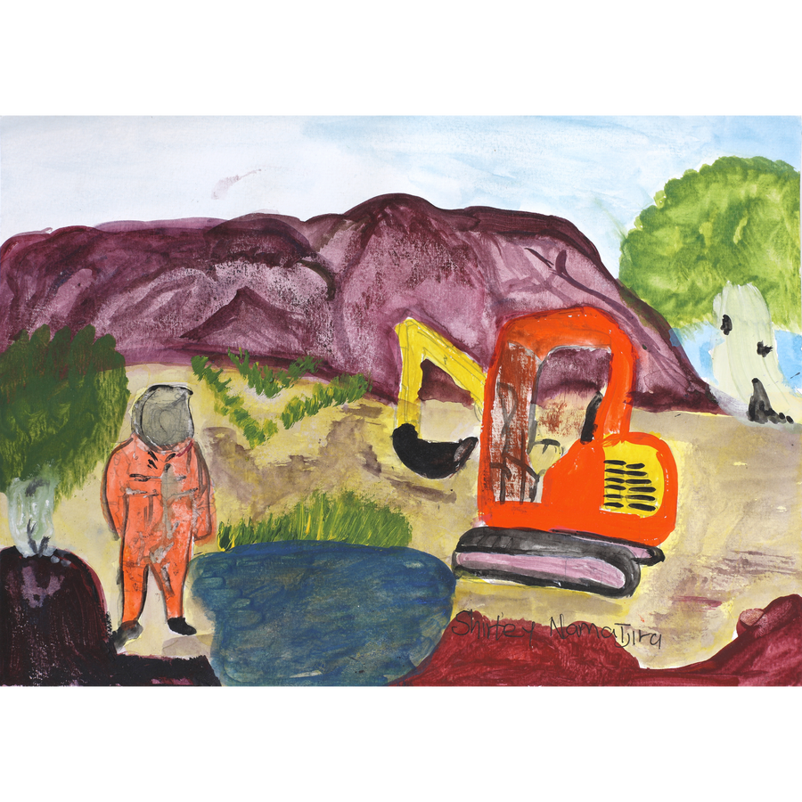 Aboriginal Artwork by Shirley Namatjira, Mining on Country, 21x29.5cm