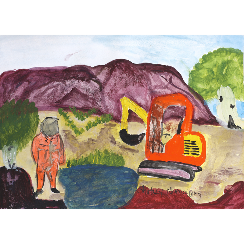 Aboriginal Artwork by Shirley Namatjira, Mining on Country, 21x29.5cm