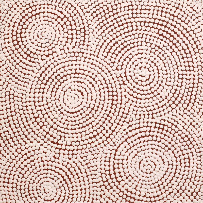 Aboriginal Artwork by Shonelle Napurrurla Stafford, Lukarrara Jukurrpa (Desert Fringe-rush Seed Dreaming), 30x30cm