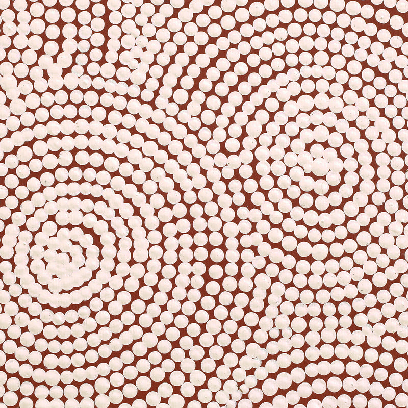 Aboriginal Artwork by Shonelle Napurrurla Stafford, Lukarrara Jukurrpa (Desert Fringe-rush Seed Dreaming), 30x30cm