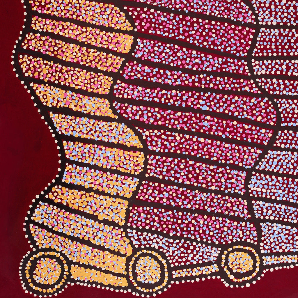 Aboriginal Artwork by Shorty Jangala Robertson, Ngapa Jukurrpa (Water Dreaming) - Puyurru, 107x91cm