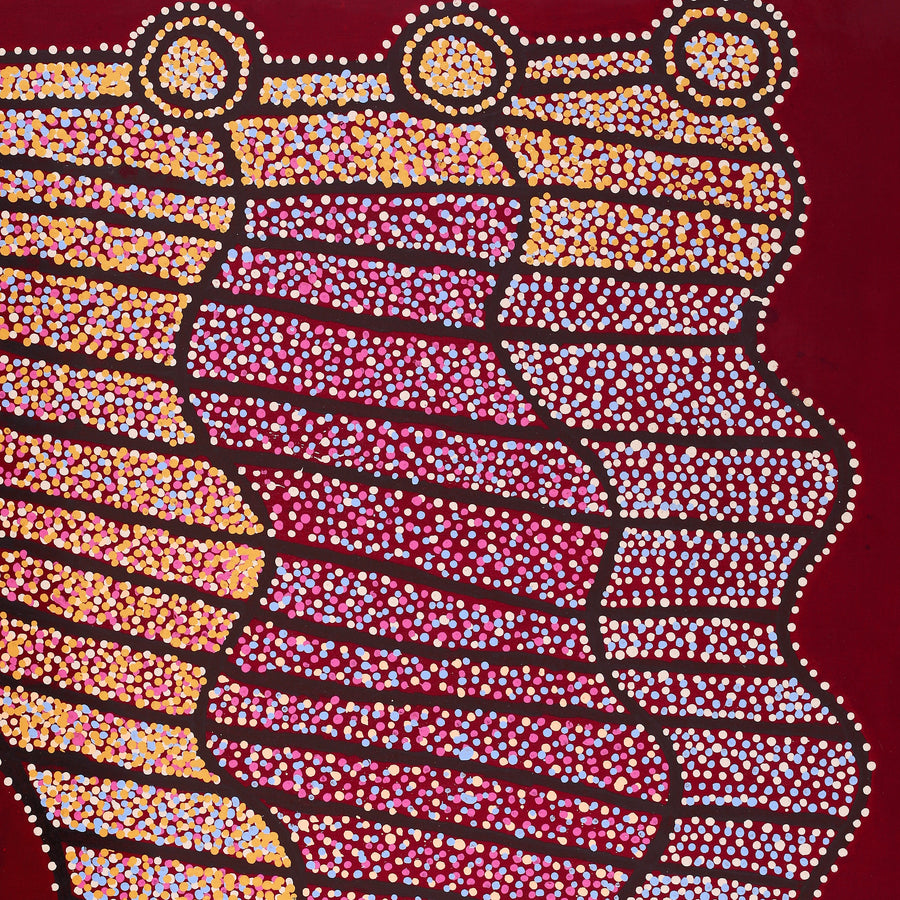 Aboriginal Artwork by Shorty Jangala Robertson, Ngapa Jukurrpa (Water Dreaming) - Puyurru, 107x91cm