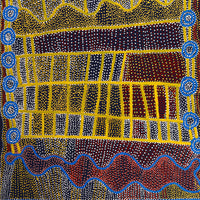 Aboriginal Artwork by Shorty Jangala Robertson, Ngapa Jukurrpa (Water Dreaming) - Puyurru, 152x122cm