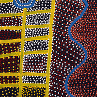 Aboriginal Artwork by Shorty Jangala Robertson, Ngapa Jukurrpa (Water Dreaming) - Puyurru, 152x122cm
