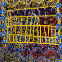 Aboriginal Art by Shorty Jangala Robertson, Ngapa Jukurrpa (Water Dreaming) - Puyurru, 152x122cm - ART ARK®